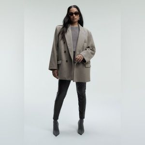 H&M Double-Breasted Blazer Gray-Brown Size Small NWT